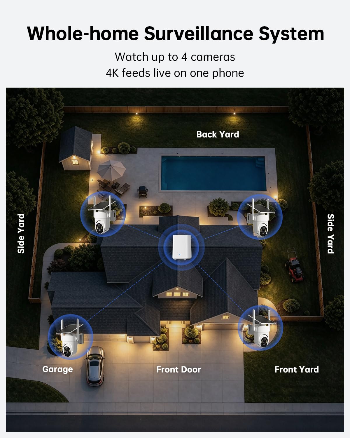 4K Solar Security Cameras Wireless Outdoor 4-Cam Kit X5195