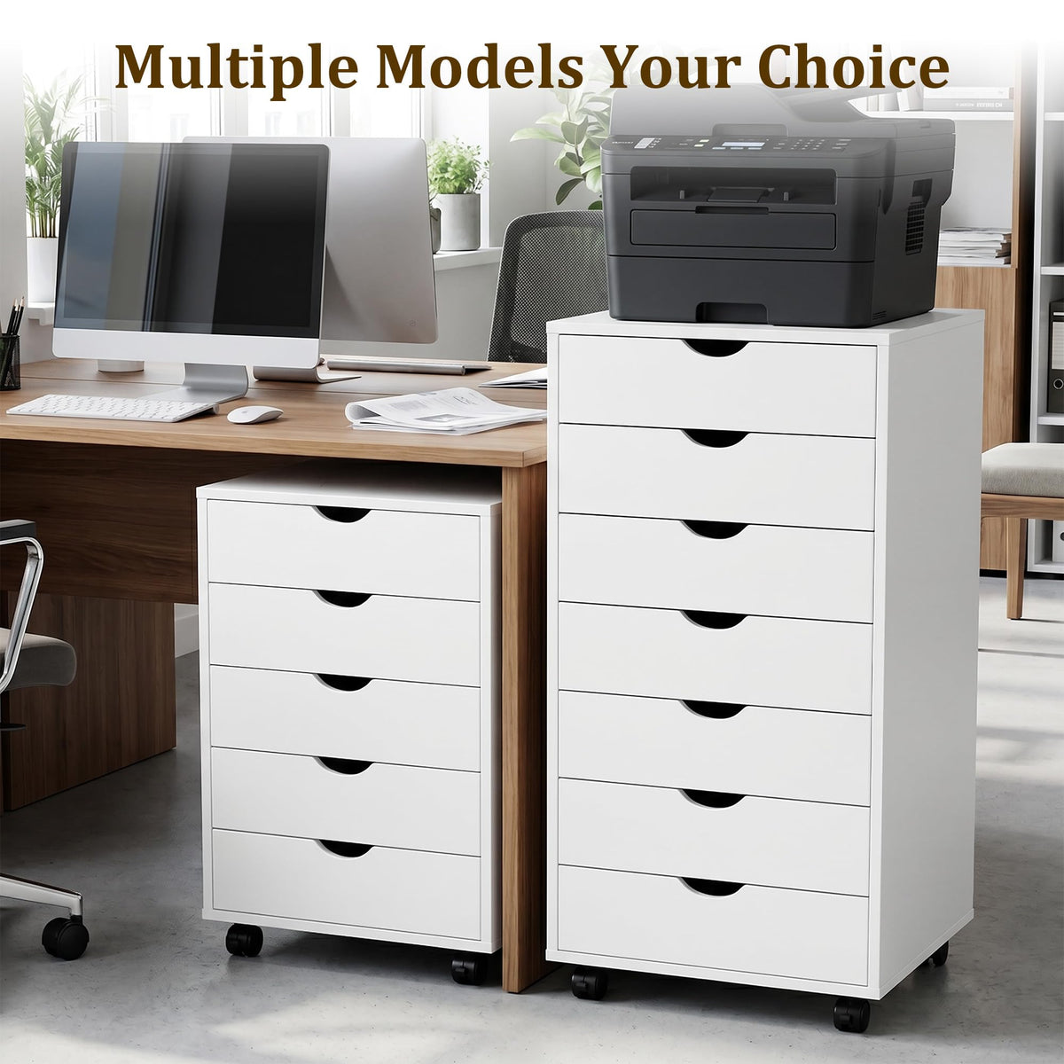 White 5 Drawer Rolling Storage Cabinet W23380