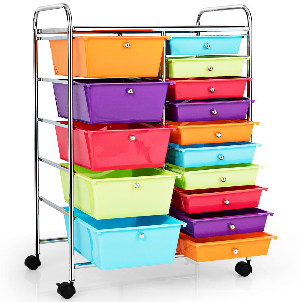 Multicolor 15 Drawer Rolling Storage Cart O365176