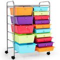 Multicolor 15 Drawer Rolling Storage Cart O365176