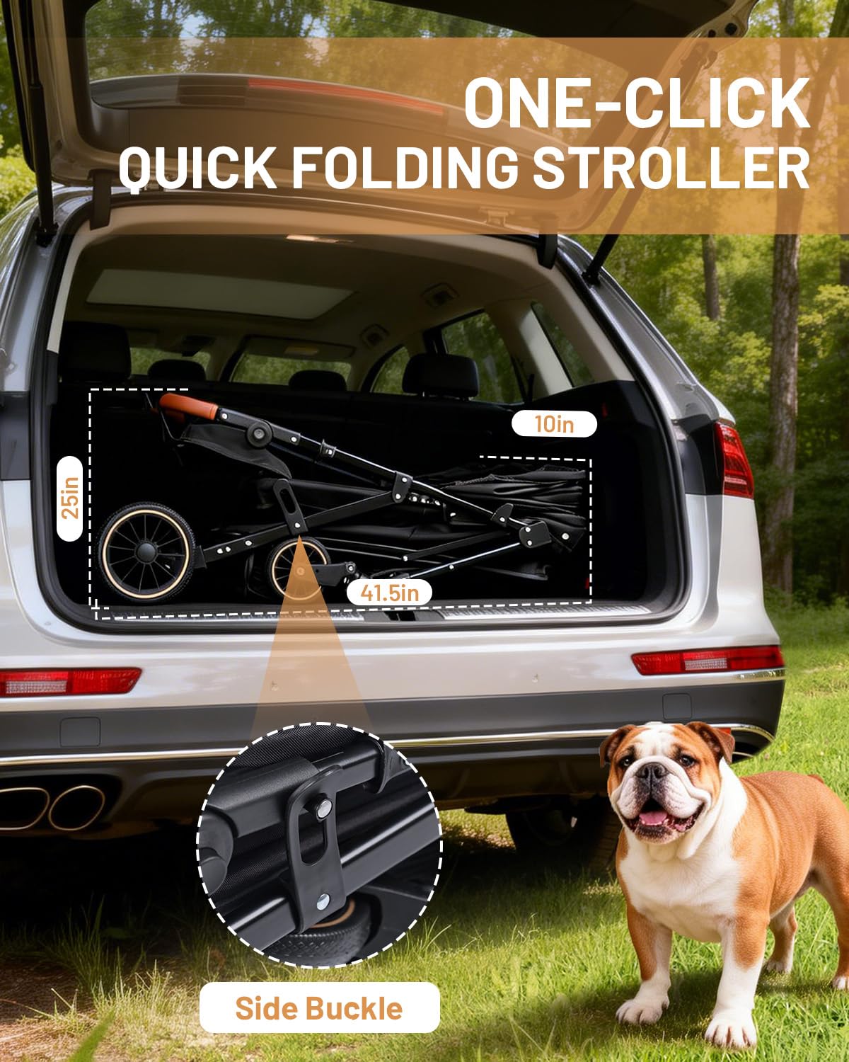 Foldable Ventilated Dog Stroller with Canopy C670