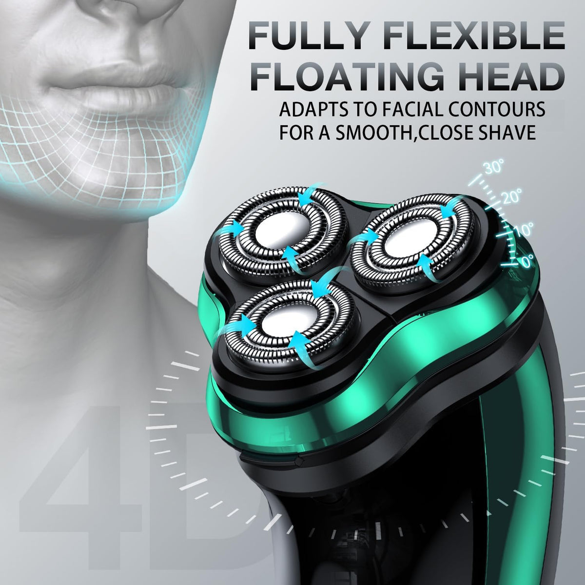 Cordless Rechargeable Rotary Electric Razor with Pop-Up Trimmer F230