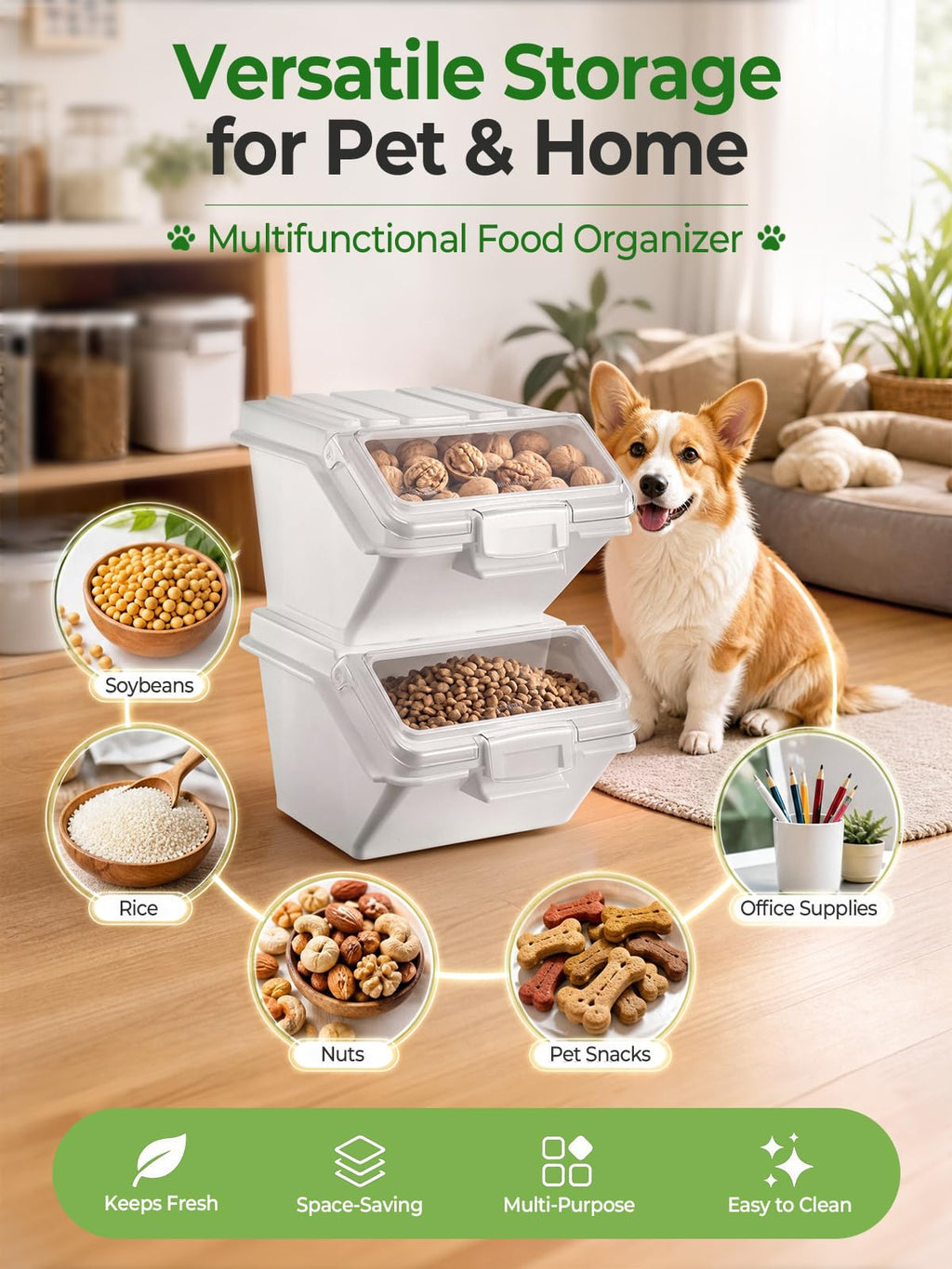 3 Pack Dog Food Storage Container with Scoop T379986