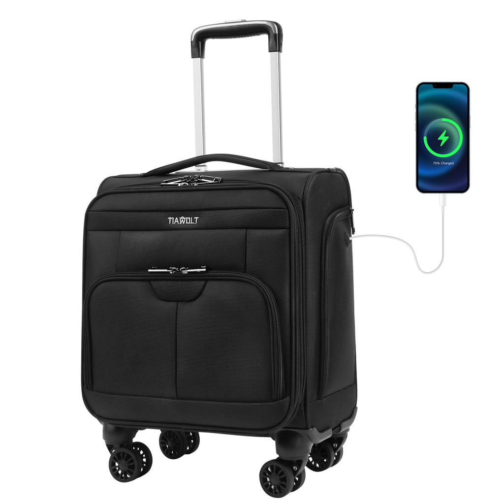 16 Inch Underseat Carry on Luggage with Wheels Black H727483