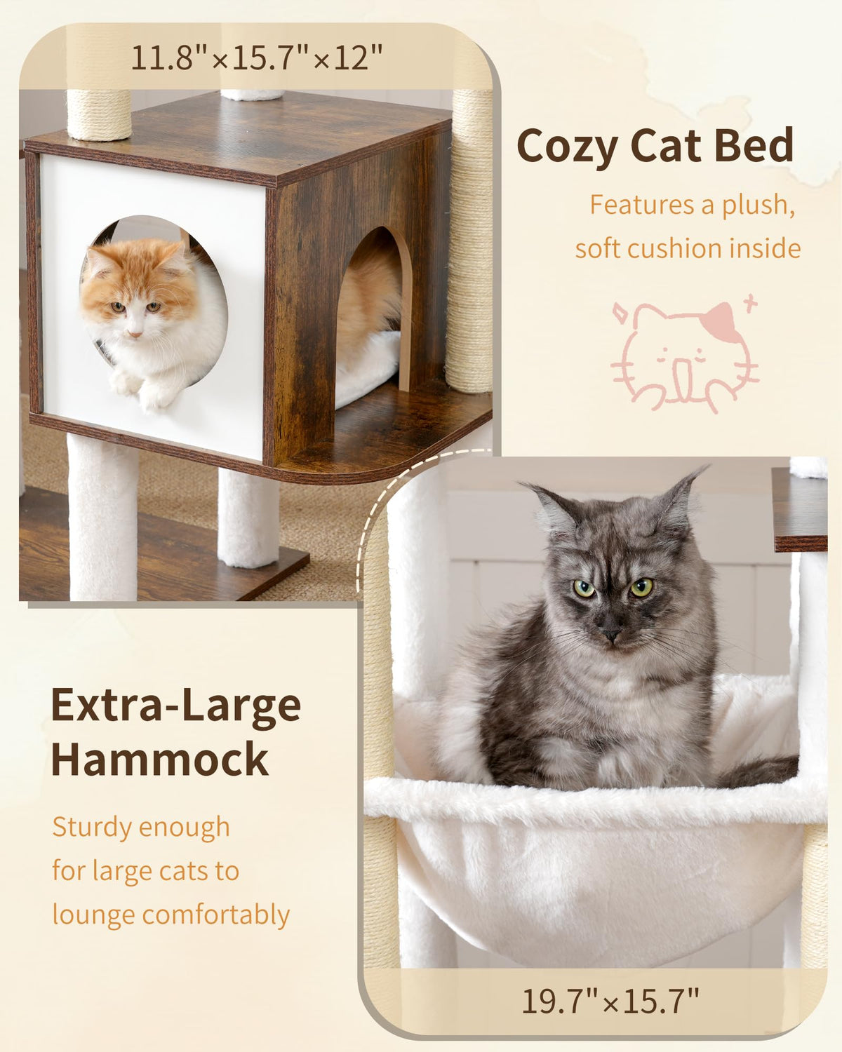 70.5" Wood Tall Cat Tree X95894