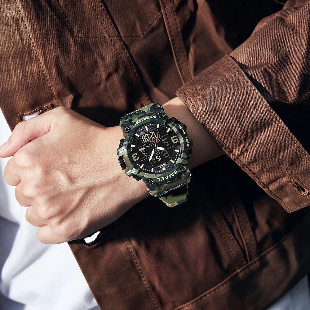 Men Tactical Analog Digital Sport Watch 50M LED C907