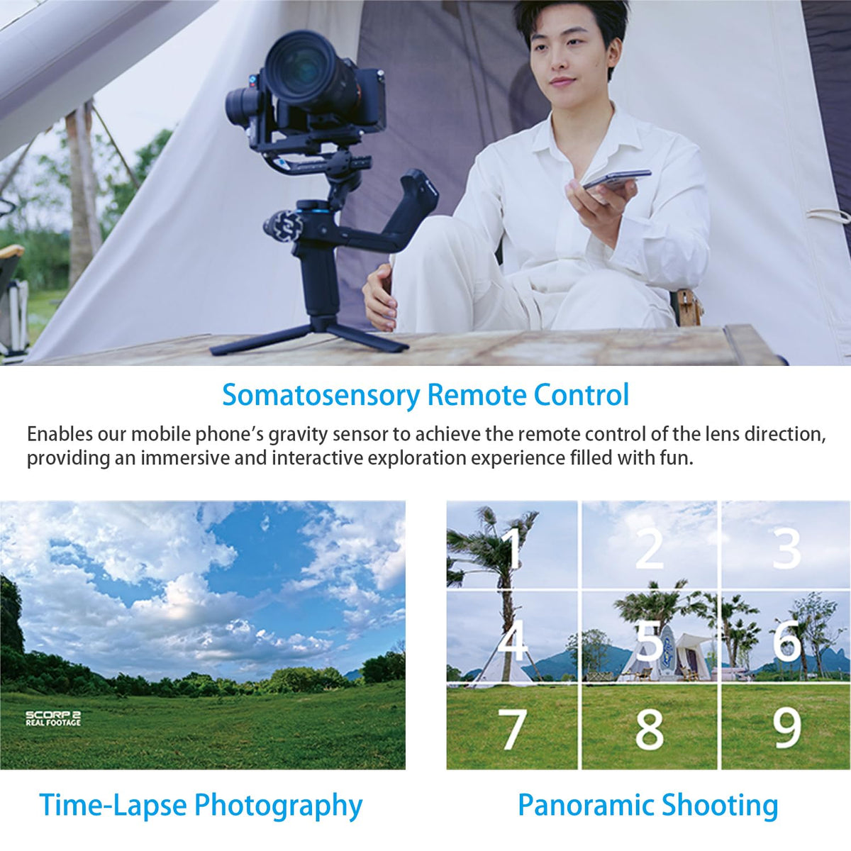 3-Axis Camera Gimbal Stabilizer with Touch Screen E177