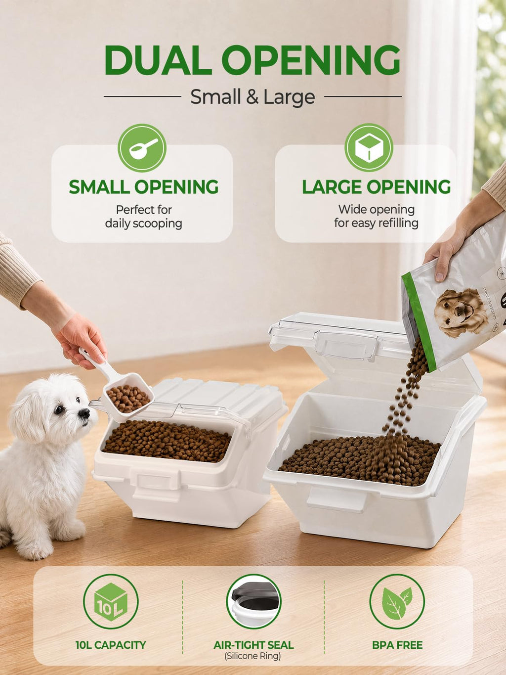 3 Pack Dog Food Storage Container with Scoop T379986