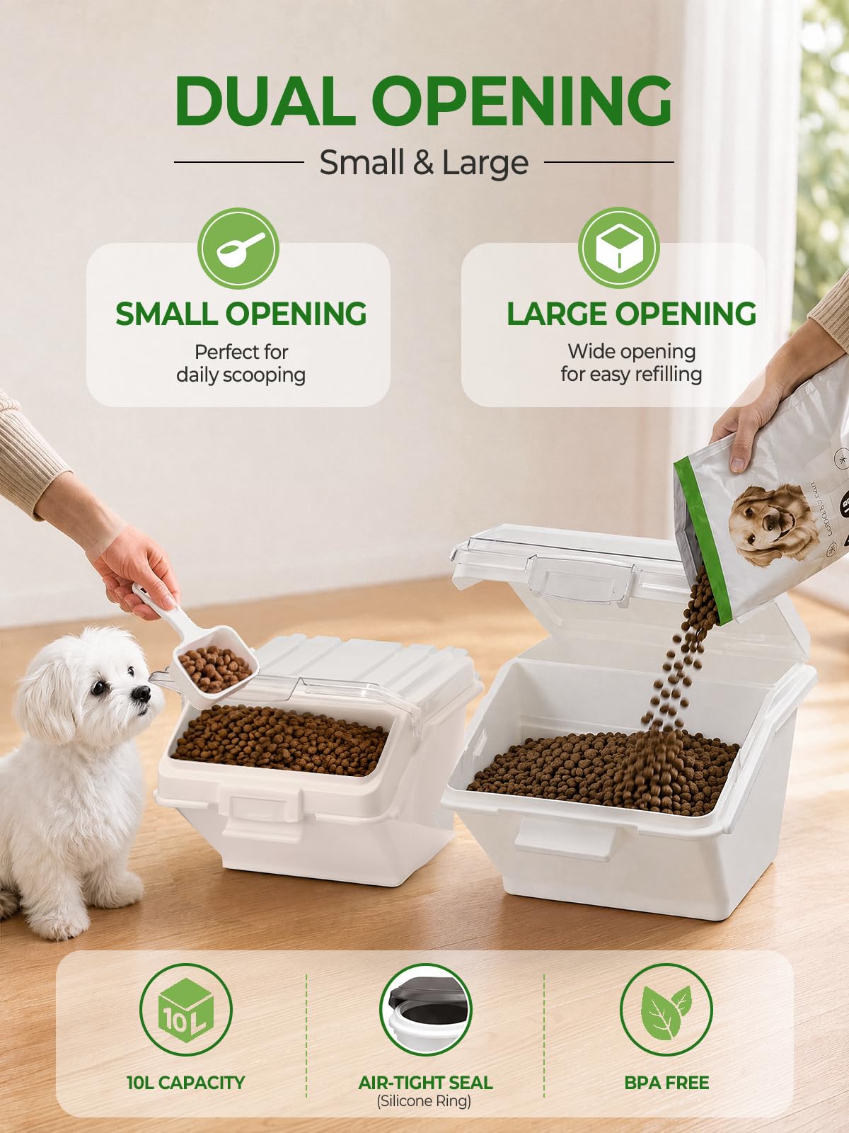3 Pack Dog Food Storage Container with Scoop T379986