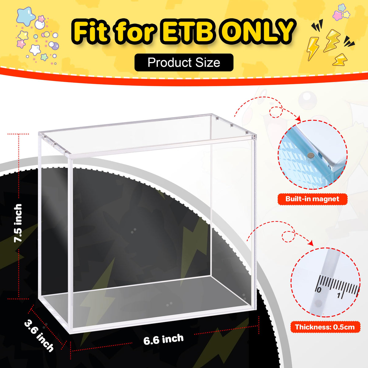 2 PCS 5mm Clear Acrylic Display Case Z9578