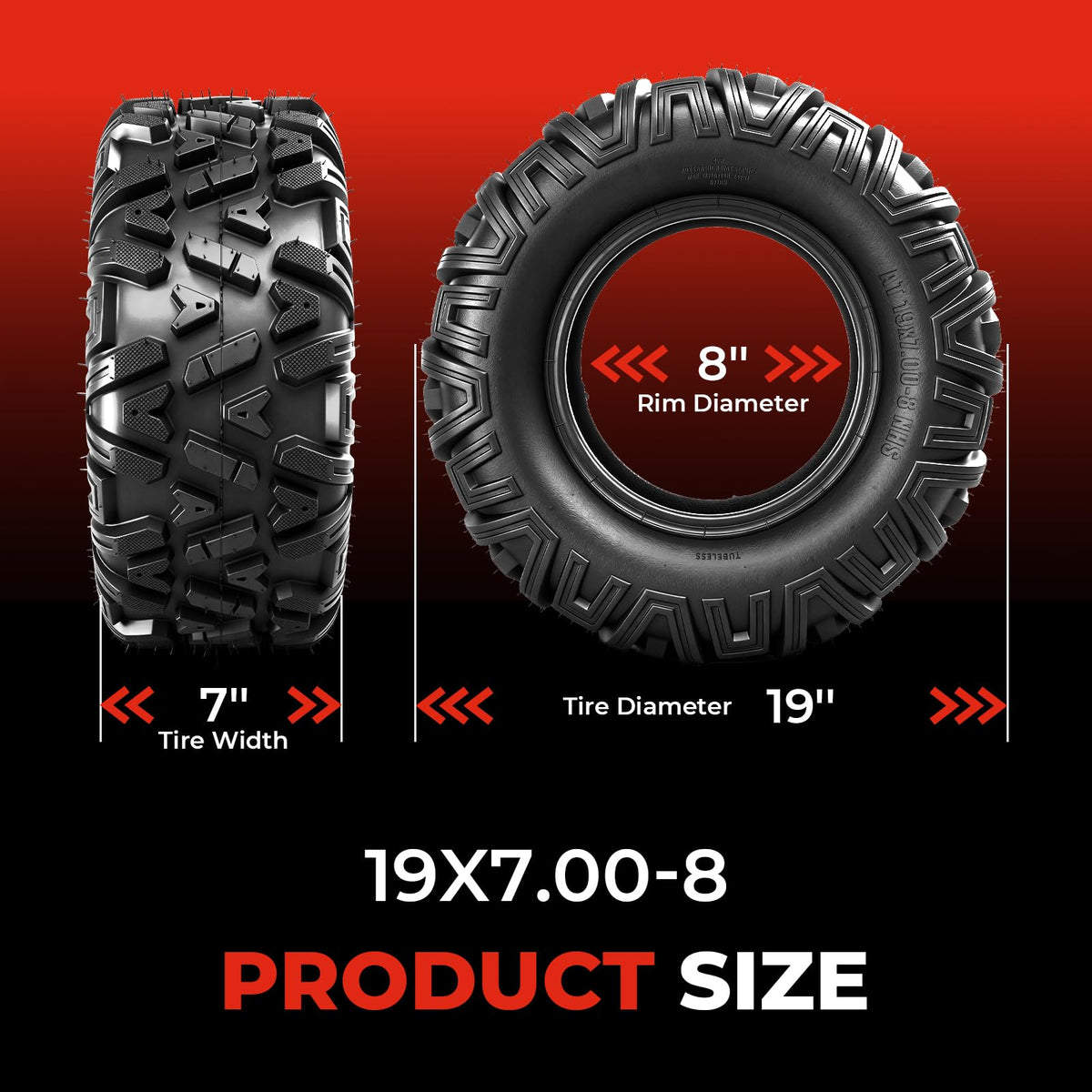 ATV Tires 19x7-8 4-Ply Tubeless Set of 2 Q6009