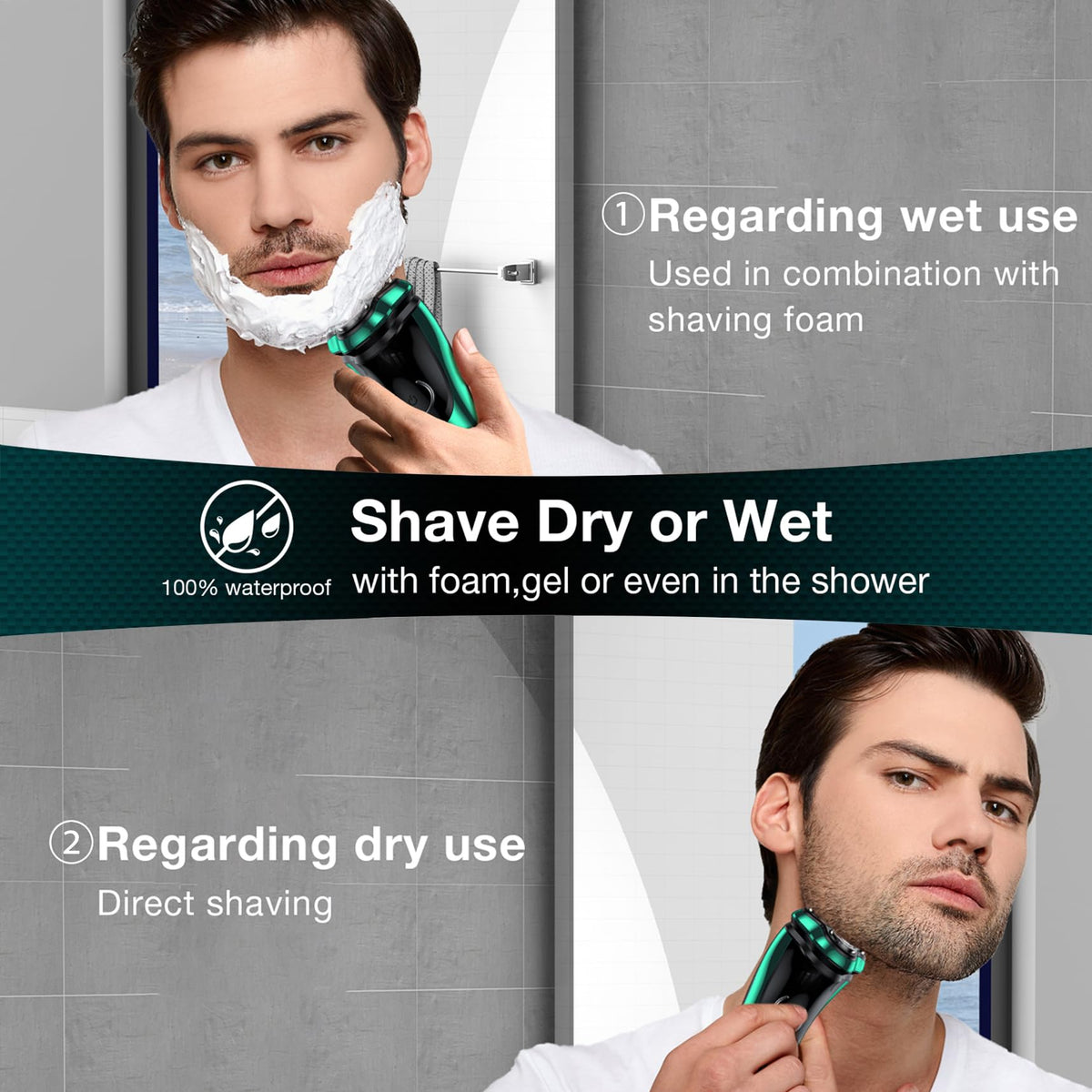 Cordless Rechargeable Rotary Electric Razor with Pop-Up Trimmer F230