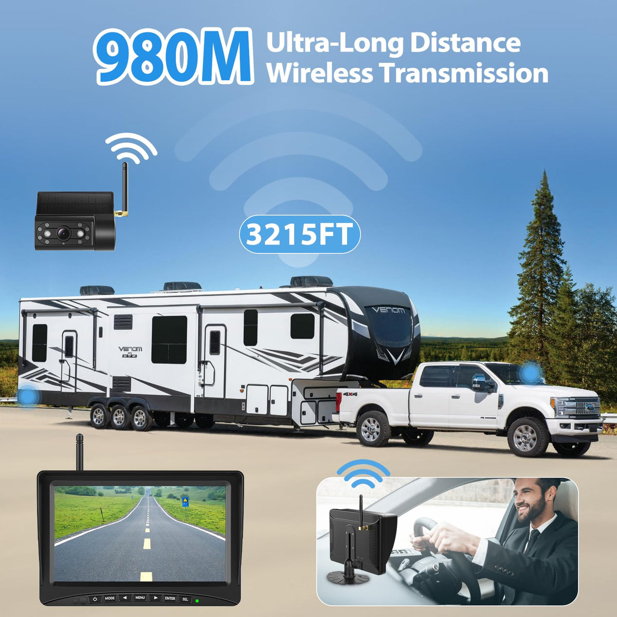 7" Solar Wireless Magnetic Backup Camera F533
