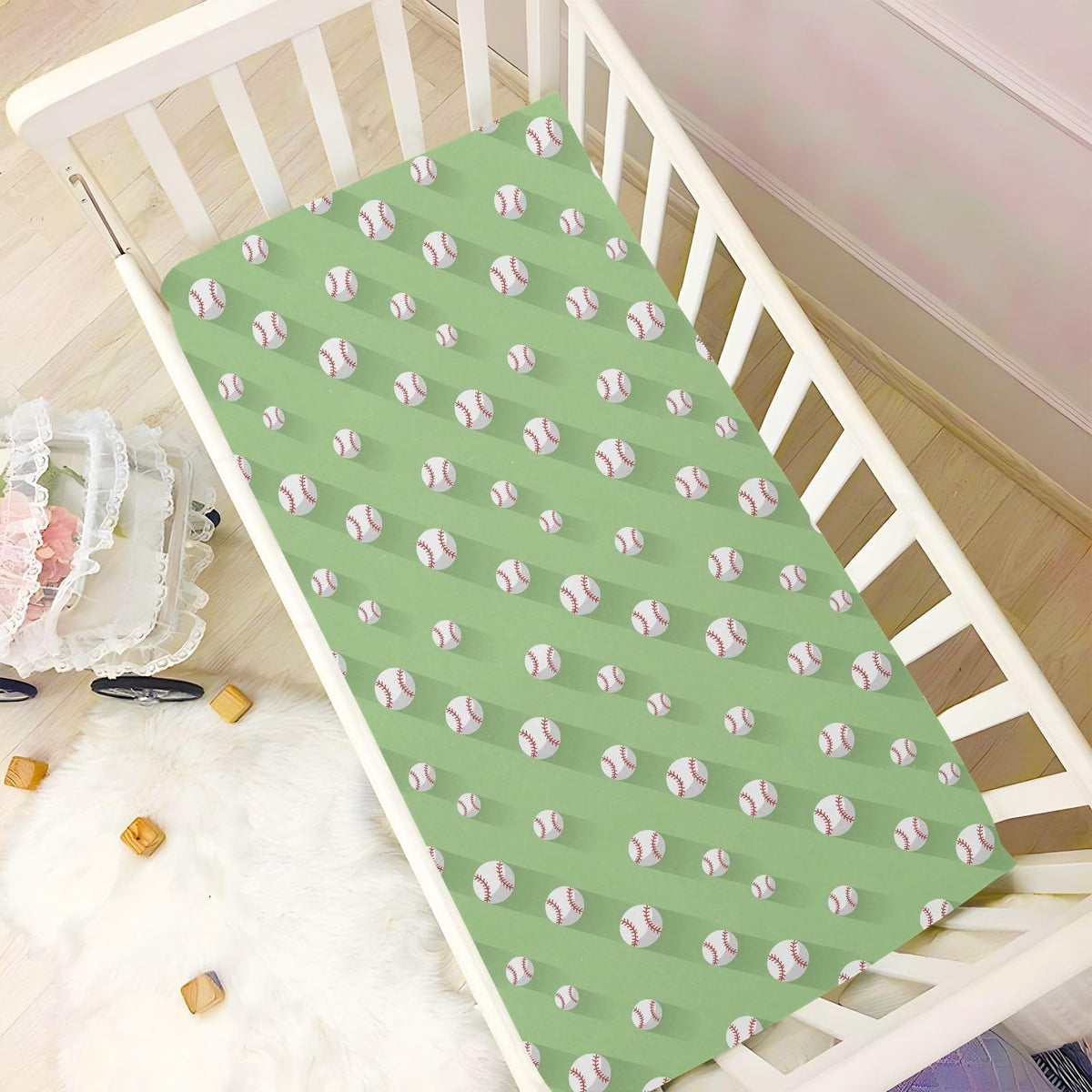 Baseball 3D Print Crib Sheet 52" x 28" S322