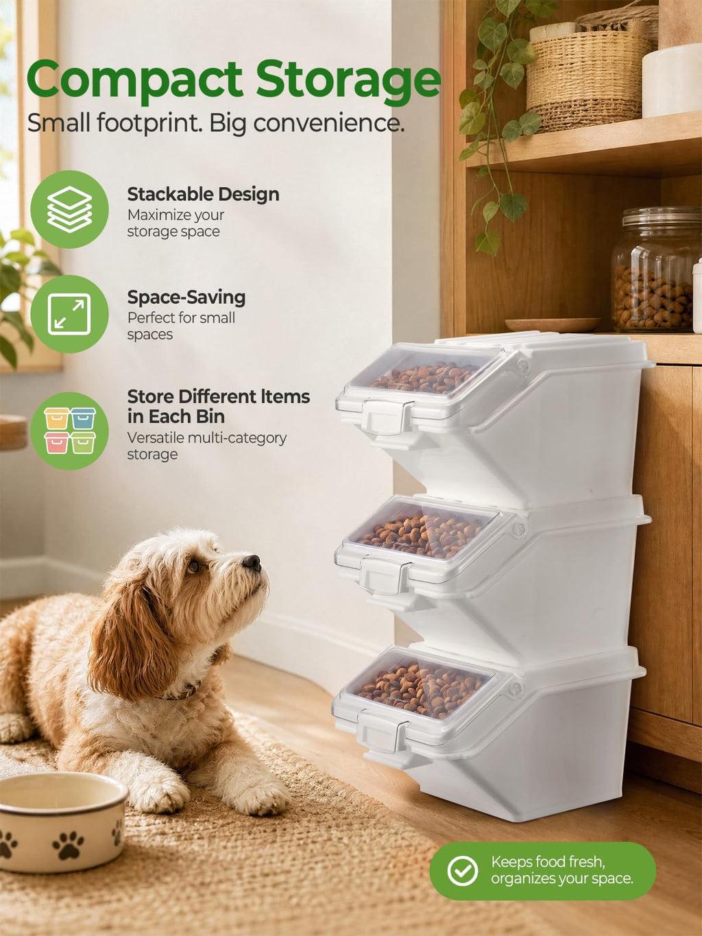 3 Pack Dog Food Storage Container with Scoop T379986
