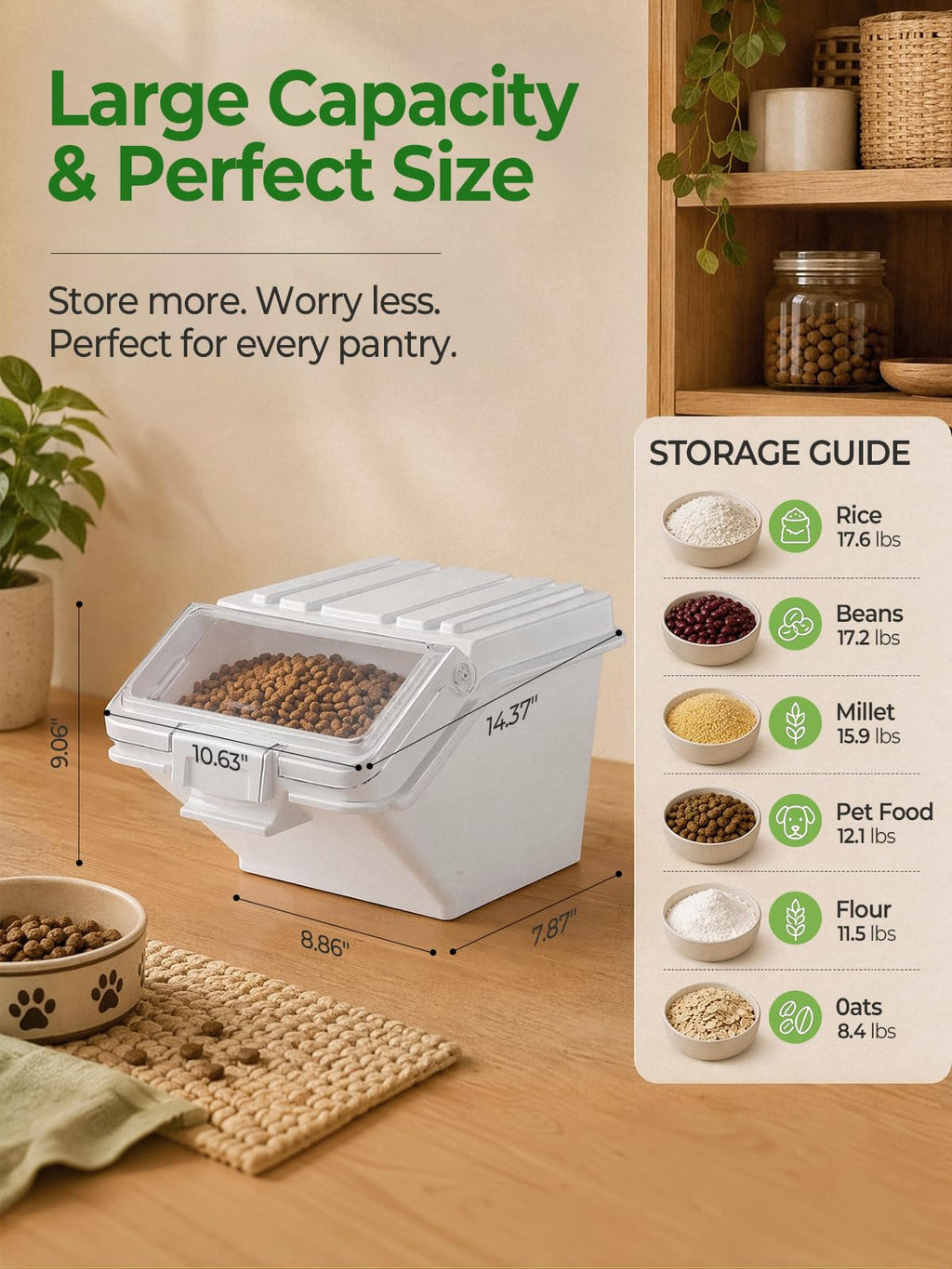 3 Pack Dog Food Storage Container with Scoop T379986