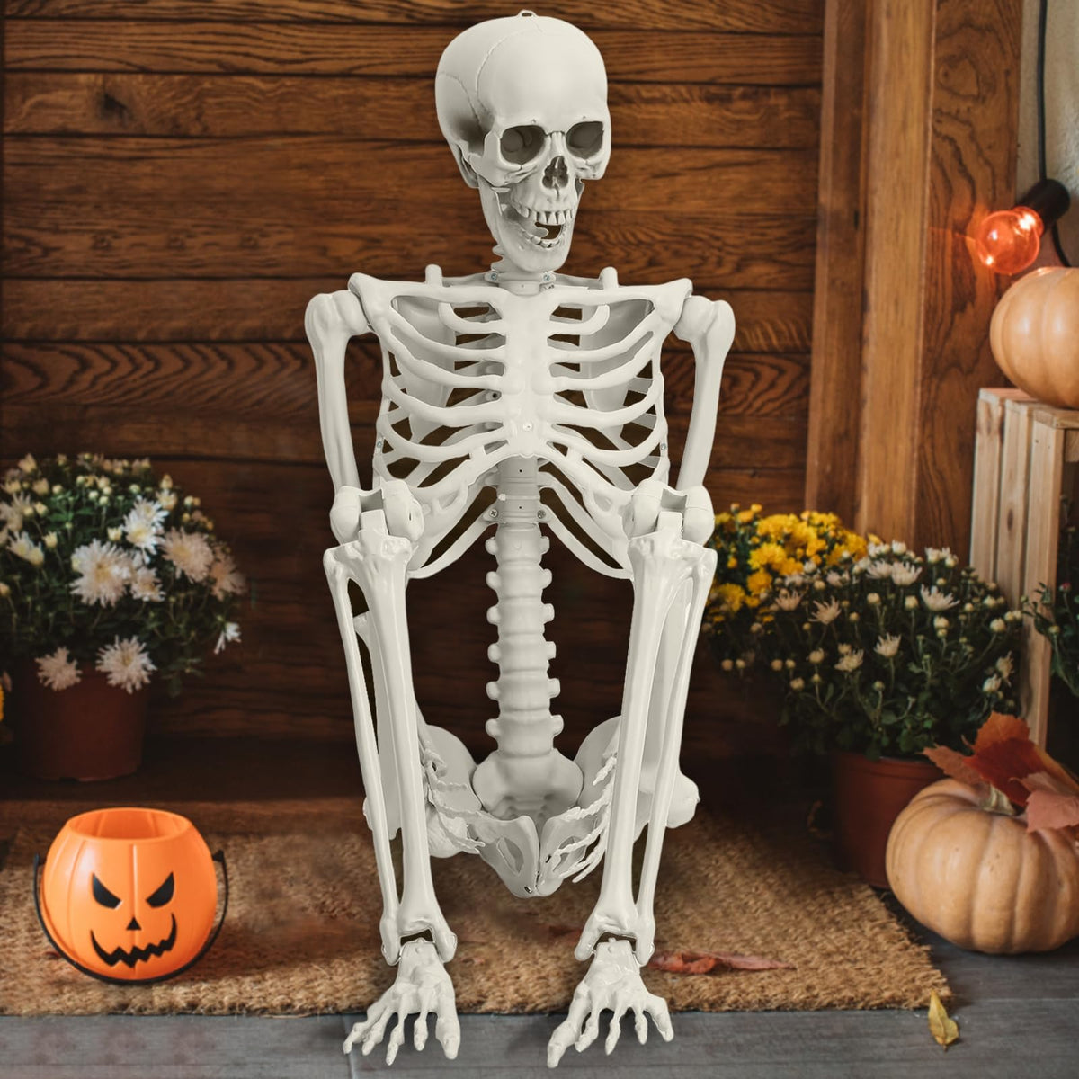 5.4ft Poseable Life Size Skeleton with Movable Joints P345883