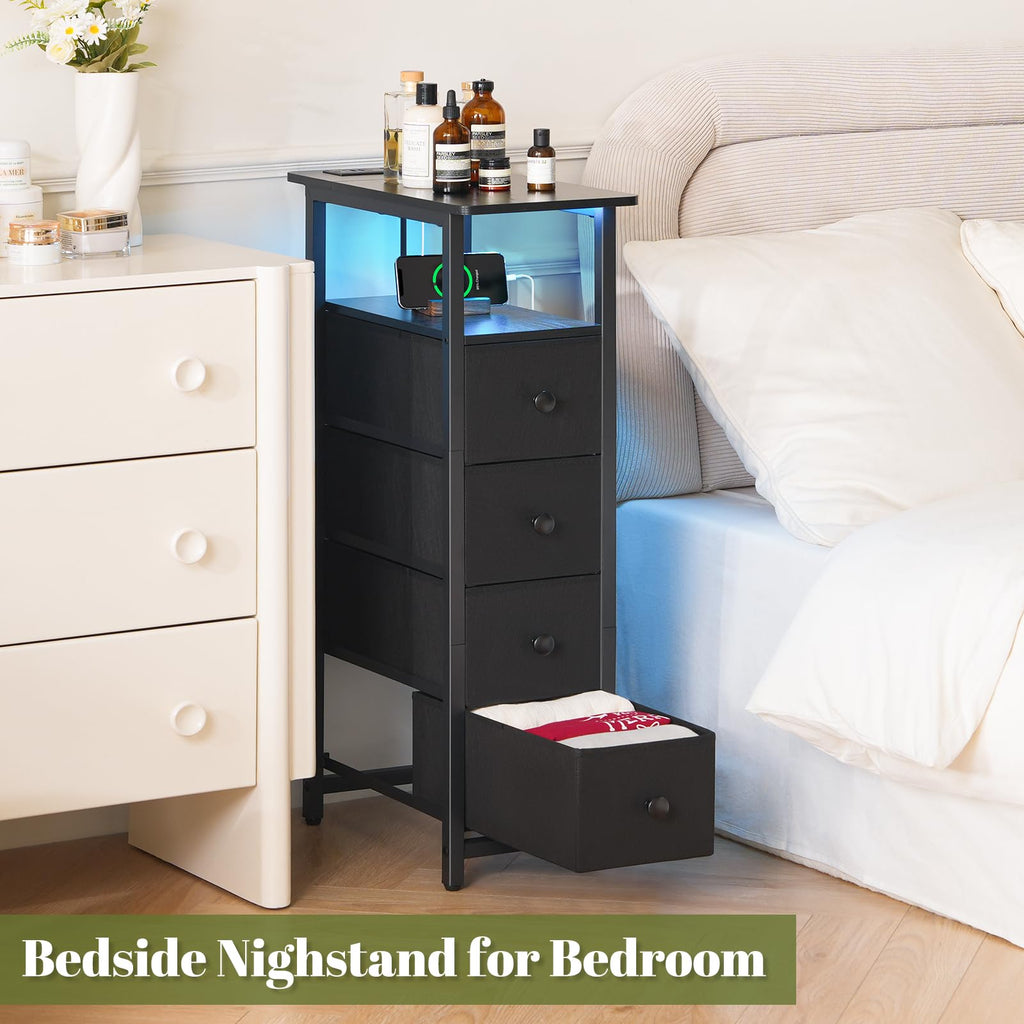 Narrow Nightstand with Charging Station X419866