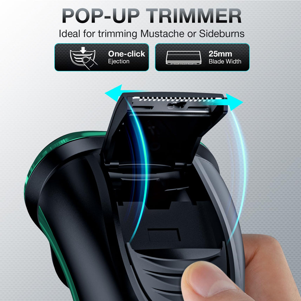 Cordless Rechargeable Rotary Electric Razor with Pop-Up Trimmer F230