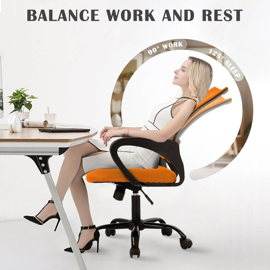 Orange Adjustable Mesh Office Chair with Lumbar Support N617557