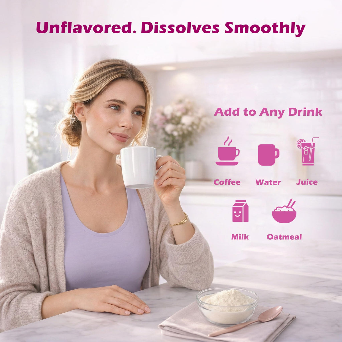 Unflavored Multi Collagen Peptides Powder 1lb I886066