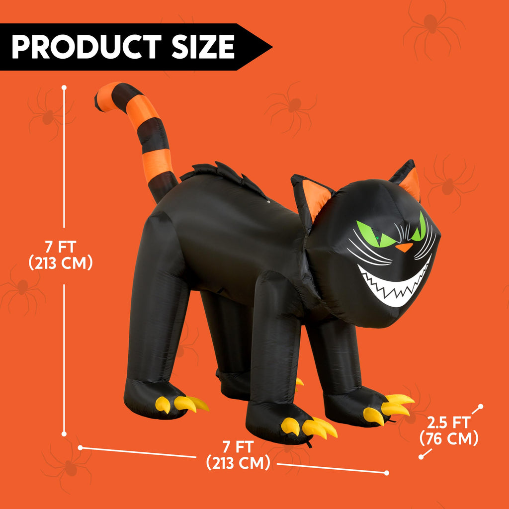 7 ft Black Cat Inflatable with LED Lights V1569