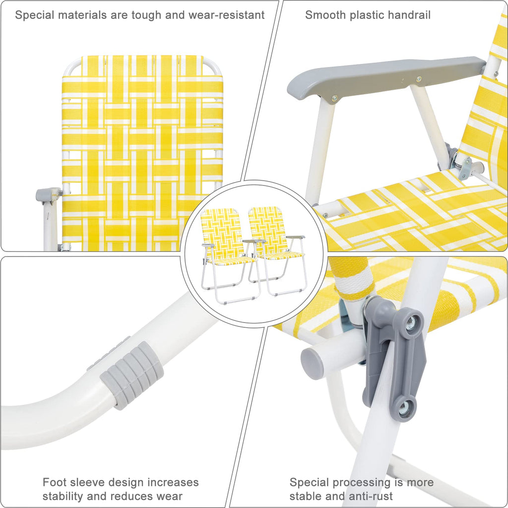 Folding Webbed Camping Chair Set of 2 Yellow M739031