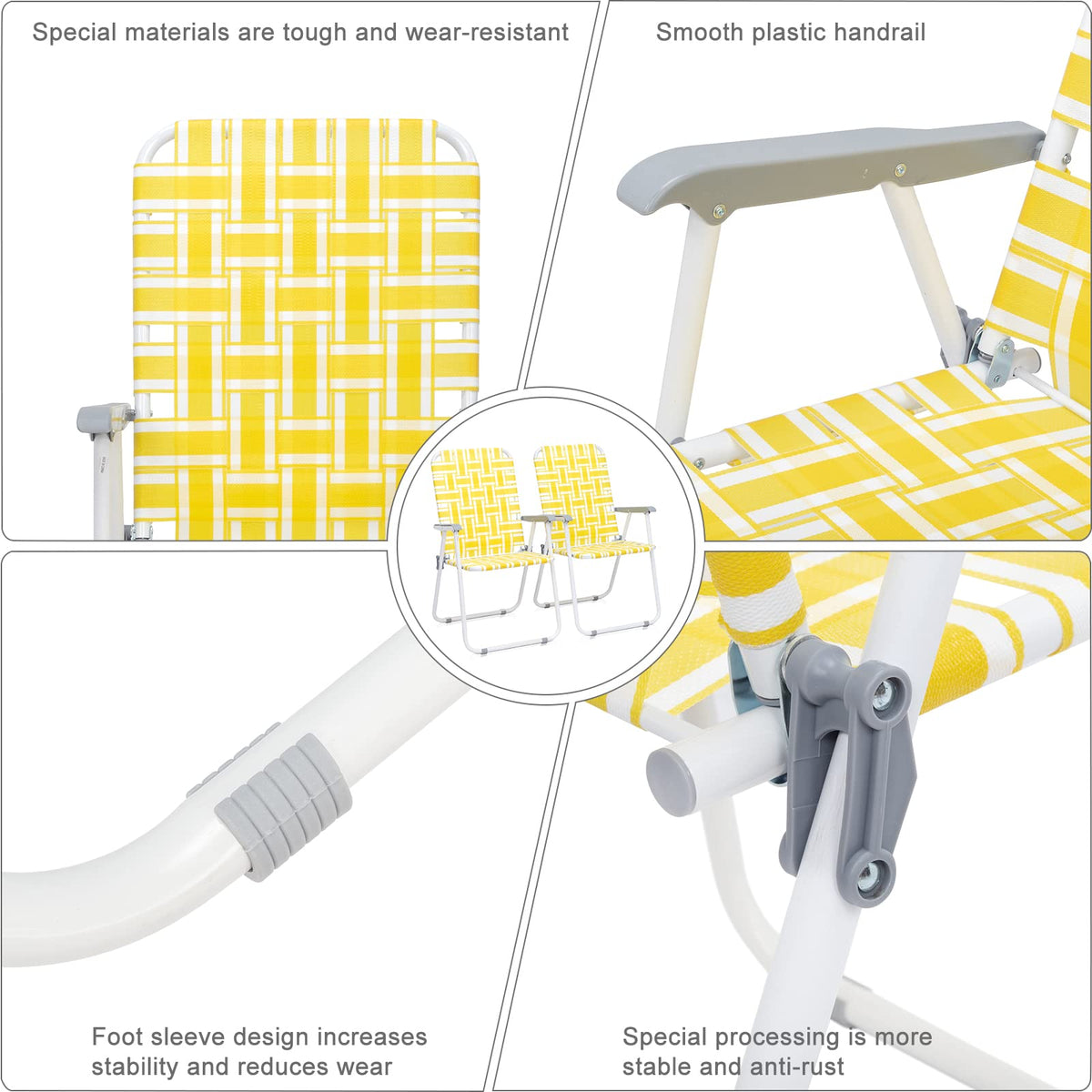 Folding Webbed Camping Chair Set of 2 Yellow M739031
