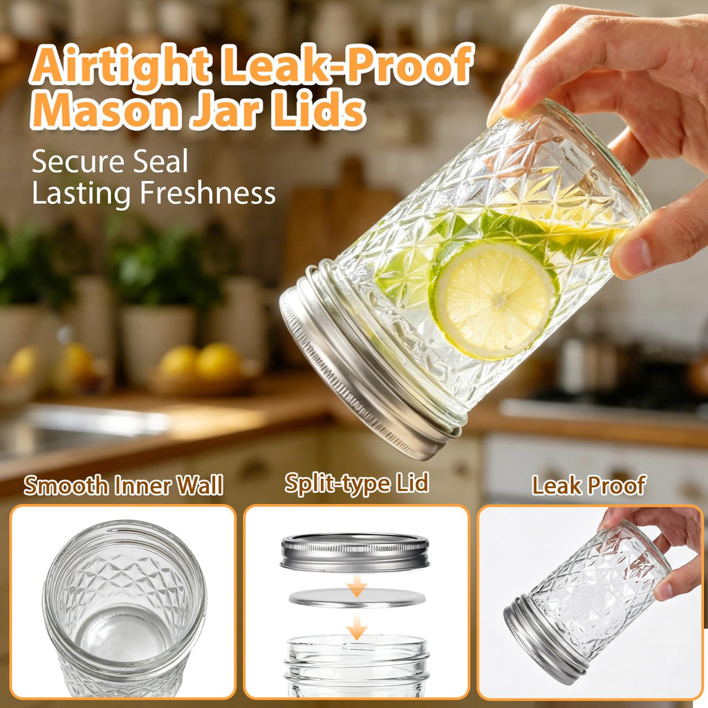 16oz Wide Mouth Mason Jars with Airtight Lids N5330