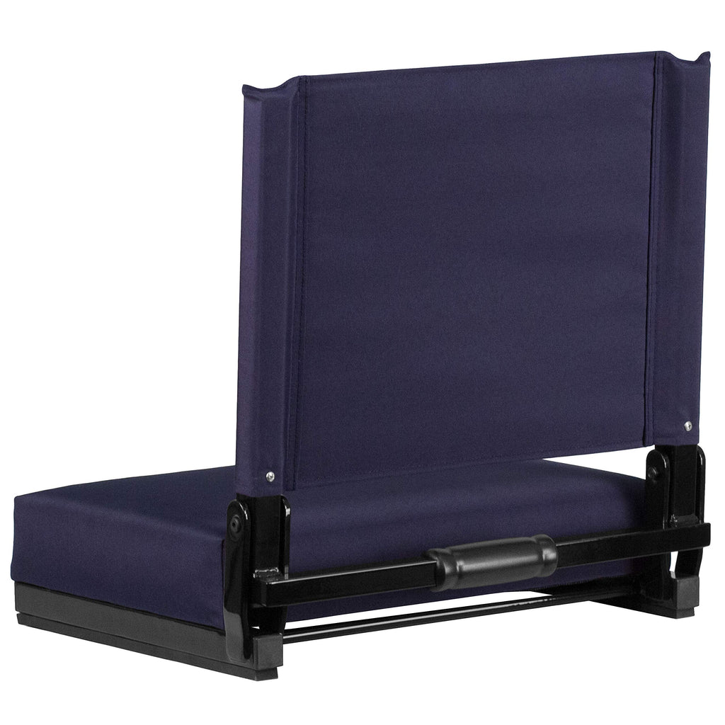 Portable Folding Padded Stadium Chair with Carrying Handle, Navy B3192