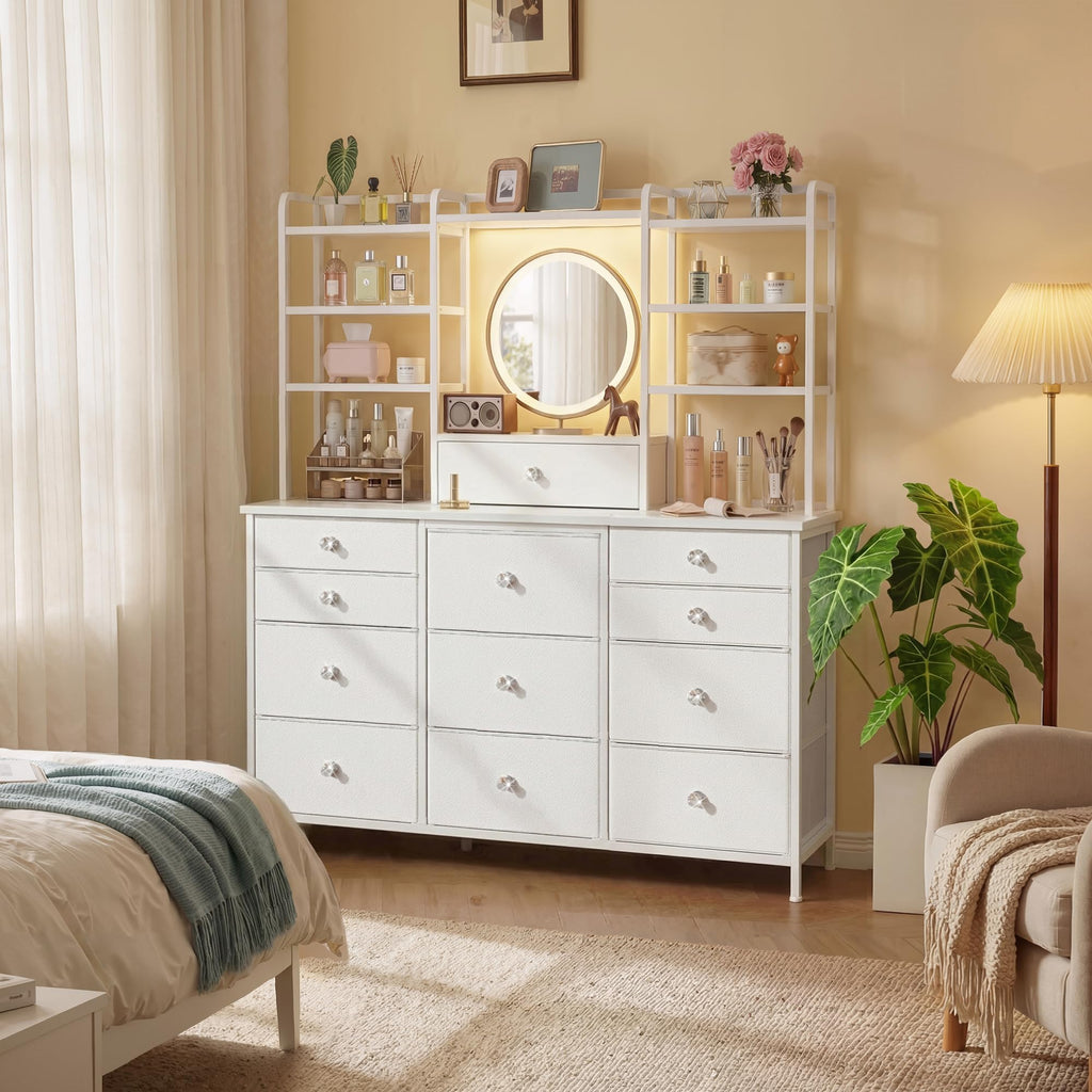 White Dresser with RGB LED Lights O846