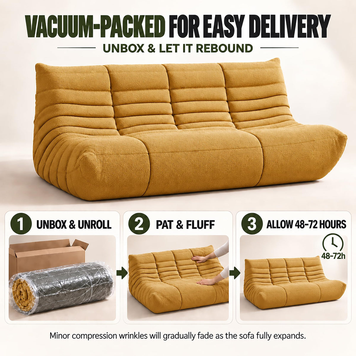Yellow 3 Seater Bean Bag Sofa A486442