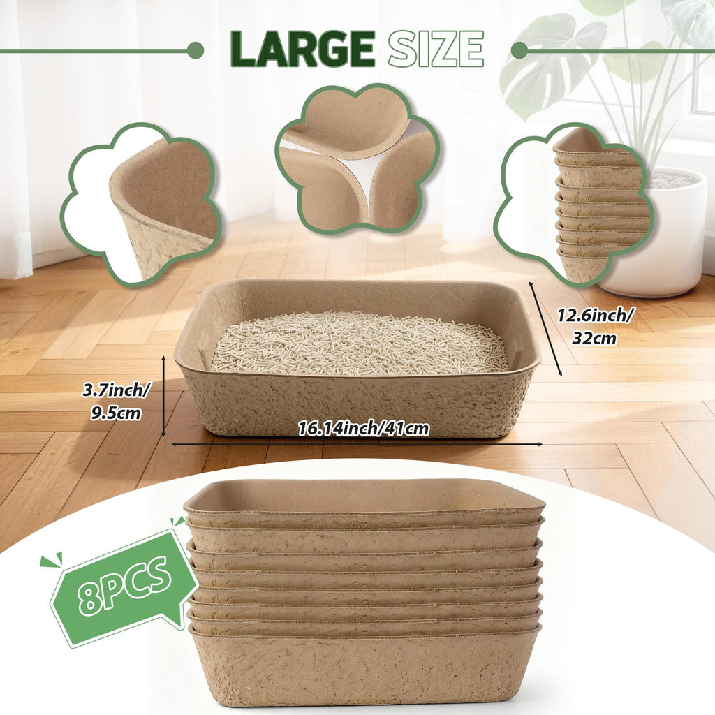 Disposable Litter Boxes for Cats 8-Pack Extra Thick Sturdy Leakproof D889988