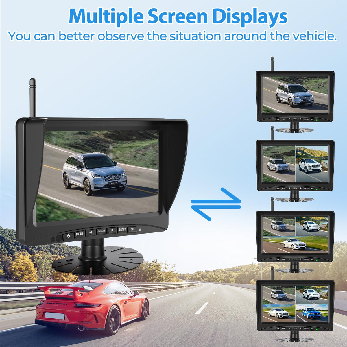 7" Solar Wireless Magnetic Backup Camera F533