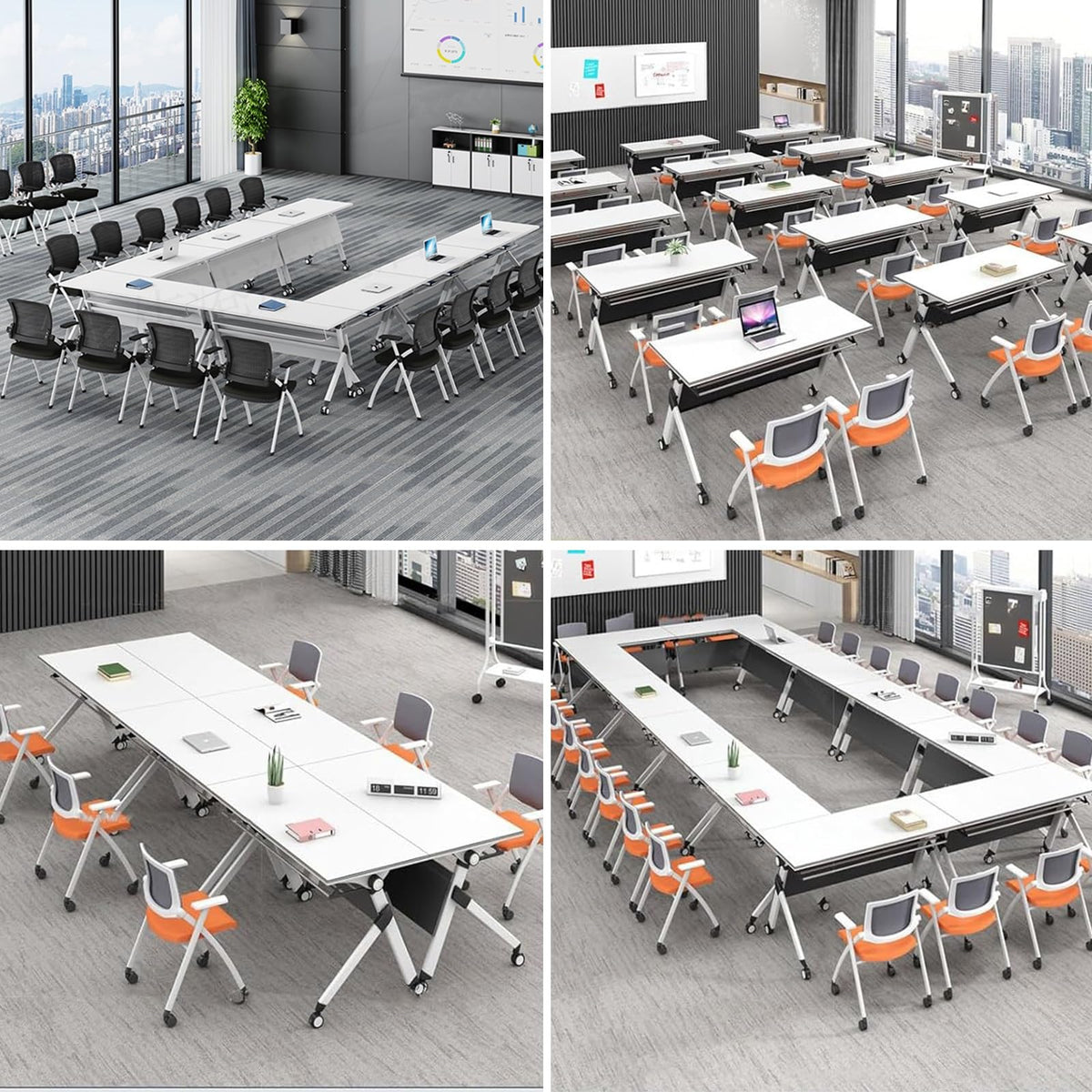 Folding Conference Table with Silent Wheels 120-180cm T114