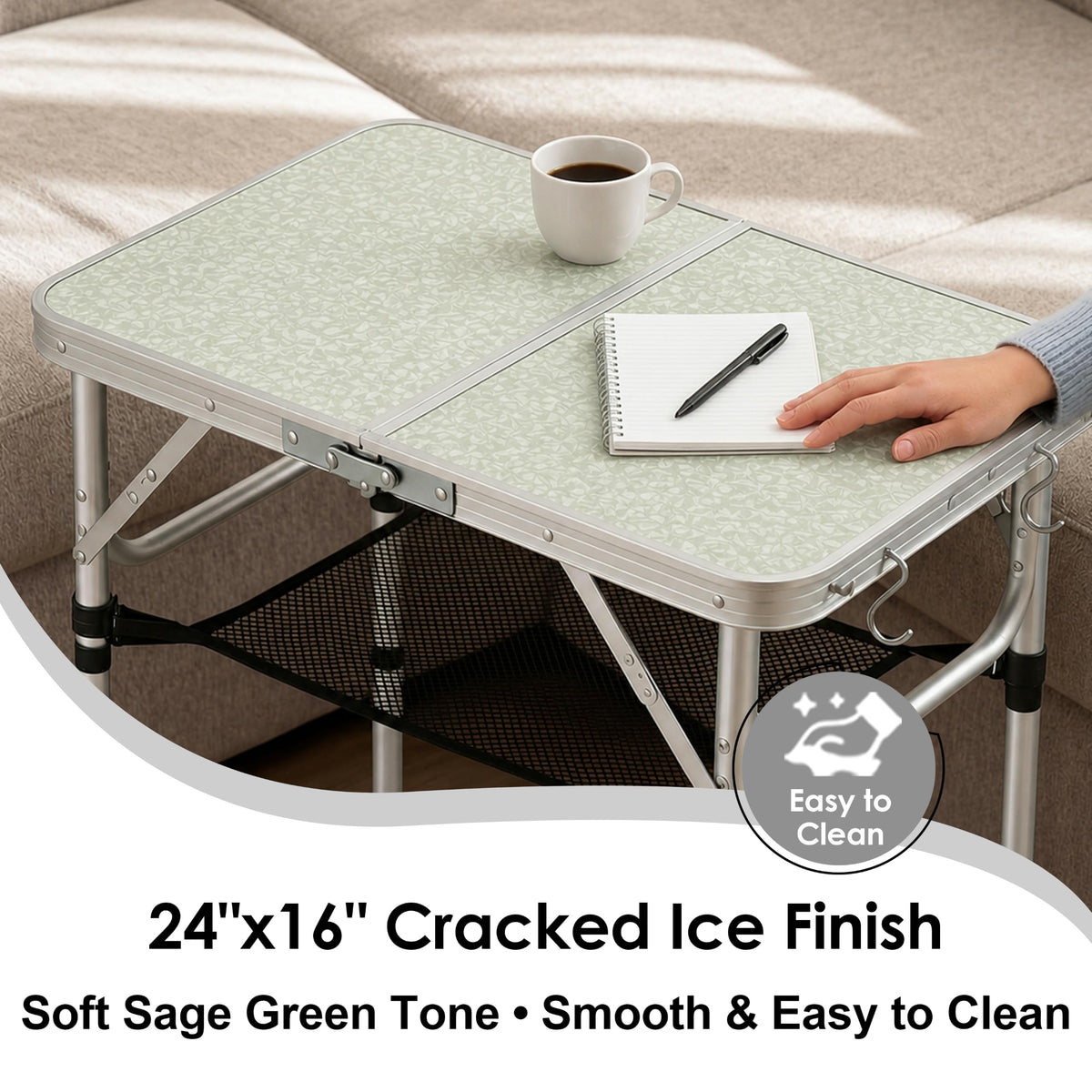Folding Camping Table, Adjustable Height Portable Picnic Table, 24"x 16" B17820