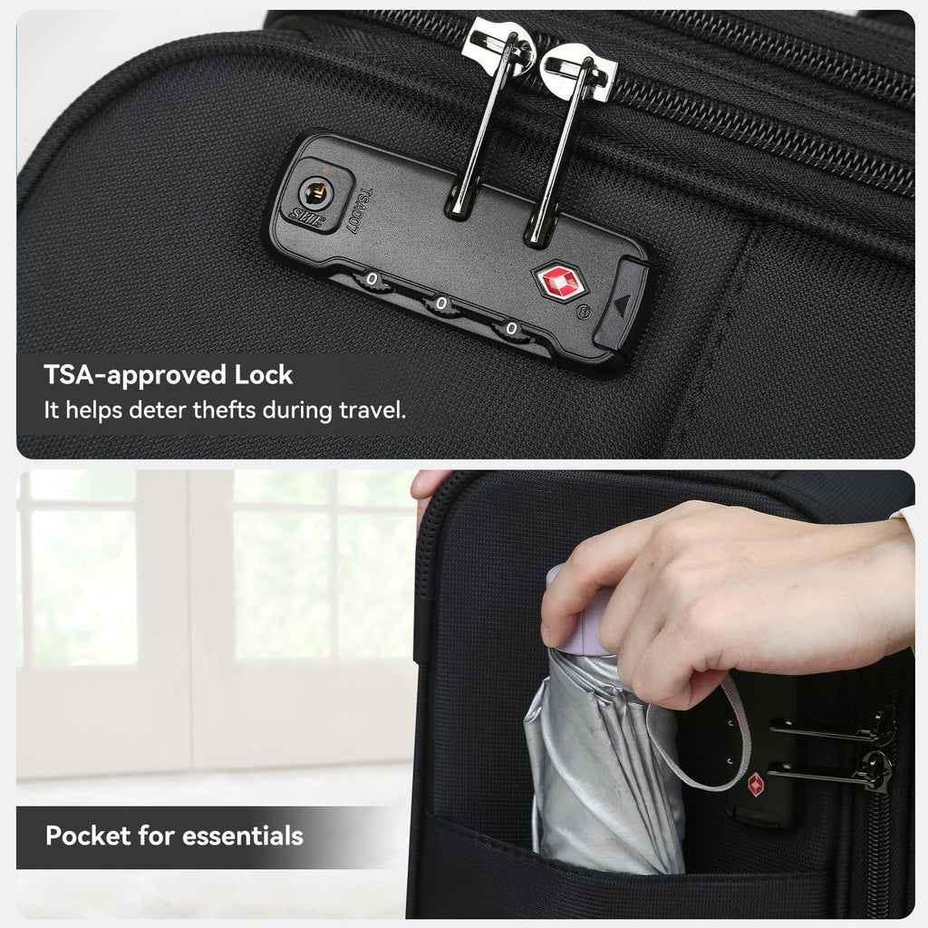 16 Inch Underseat Carry on Luggage with Wheels Black H727483