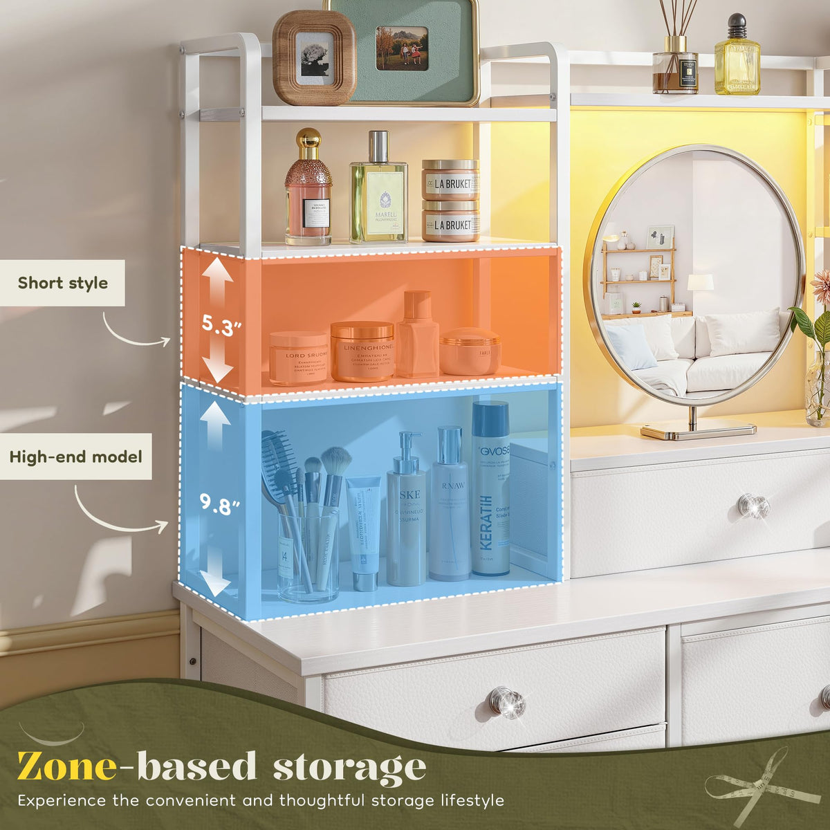 White Dresser with RGB LED Lights O846