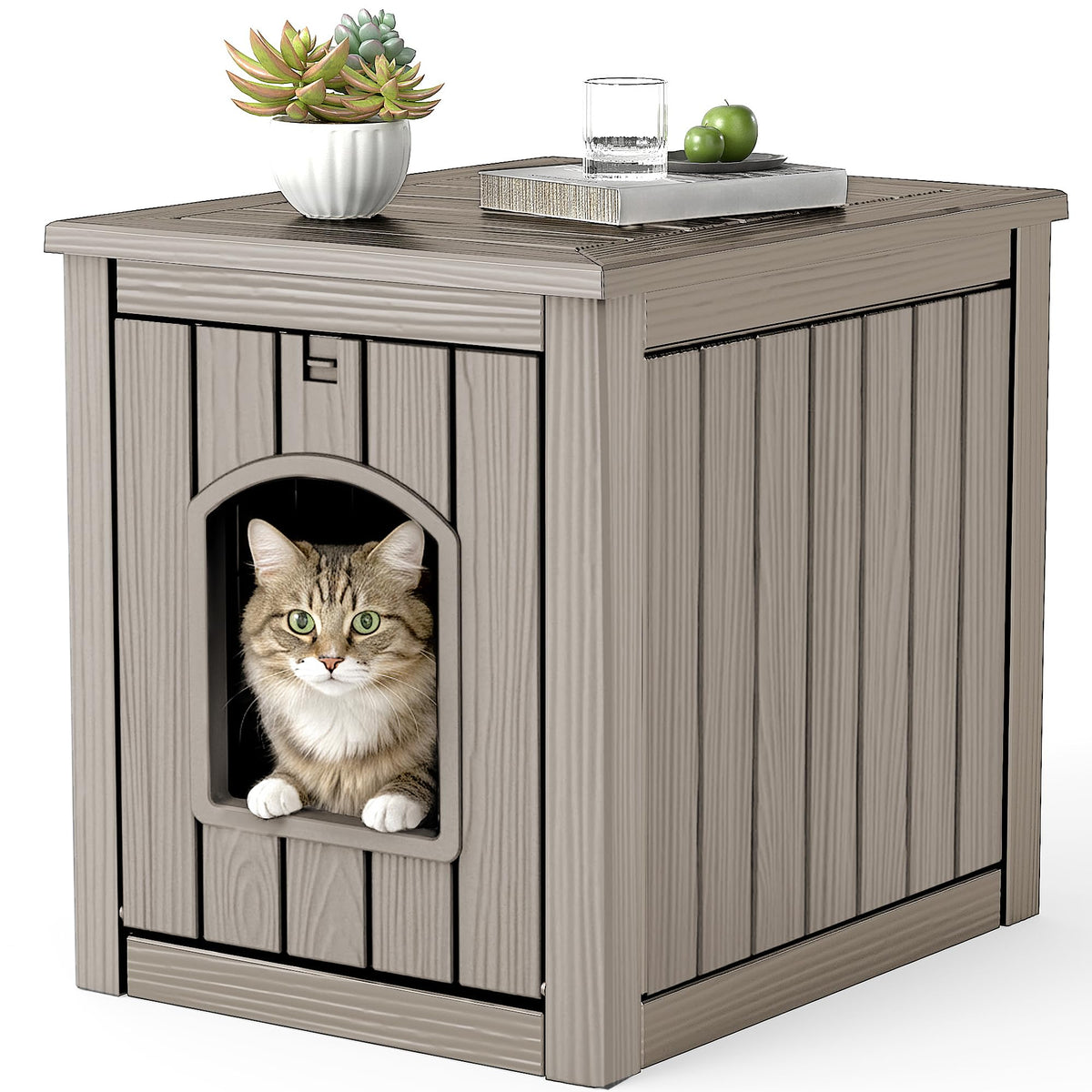 Gray Outdoor Cat House R90174