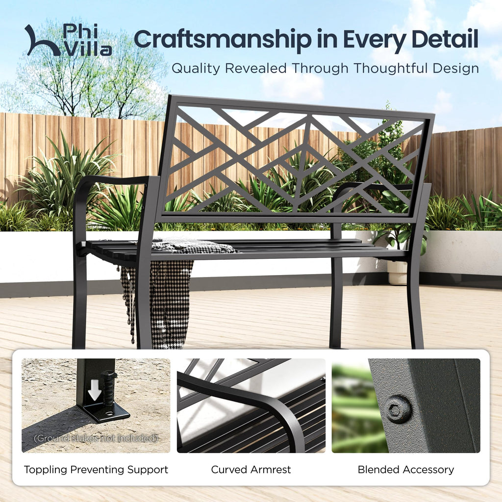 Black 43 Inches Outdoor Garden Bench Z405