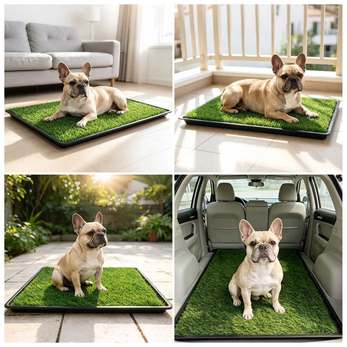 Dog Grass Pad with Tray, 34 x 23 Inch, 2 Artificial Grass Pads V5755