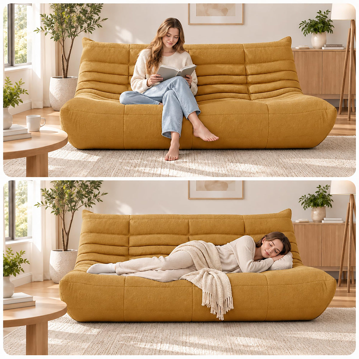 Yellow 3 Seater Bean Bag Sofa A486442