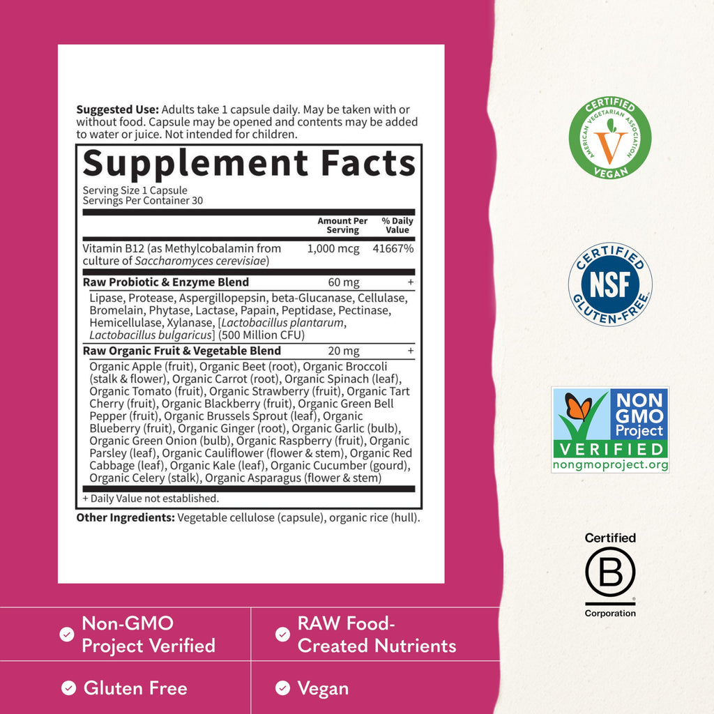 Vegan B-12 Methylcobalamin 30 Capsules P28106