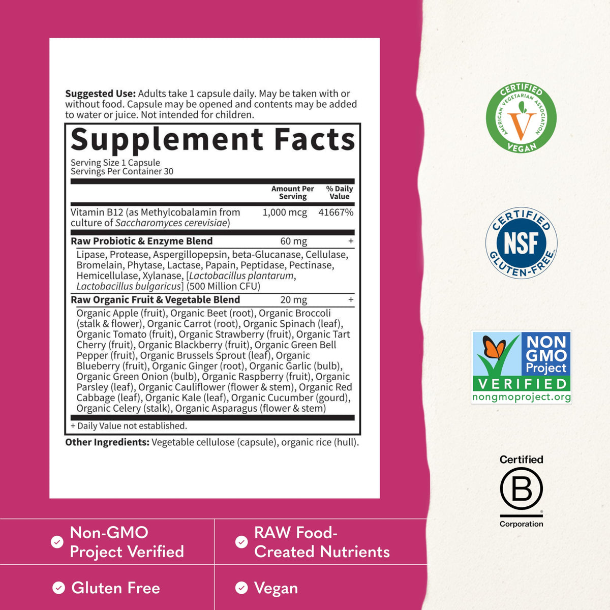 Vegan B-12 Methylcobalamin 30 Capsules P28106