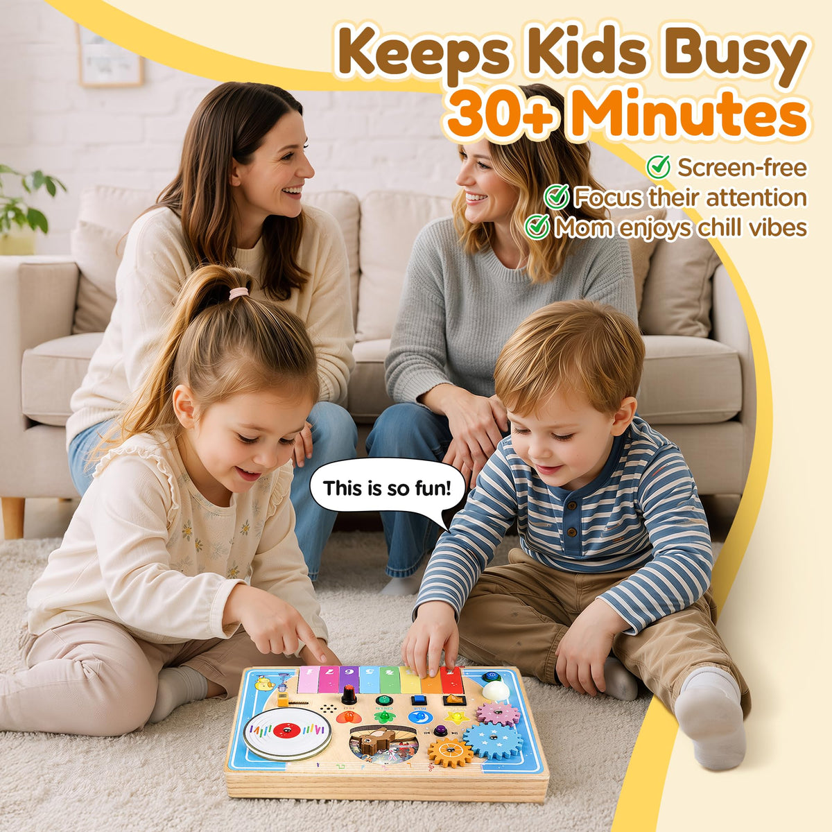 Wooden Montessori Busy Board with Piano Keyboard A6959