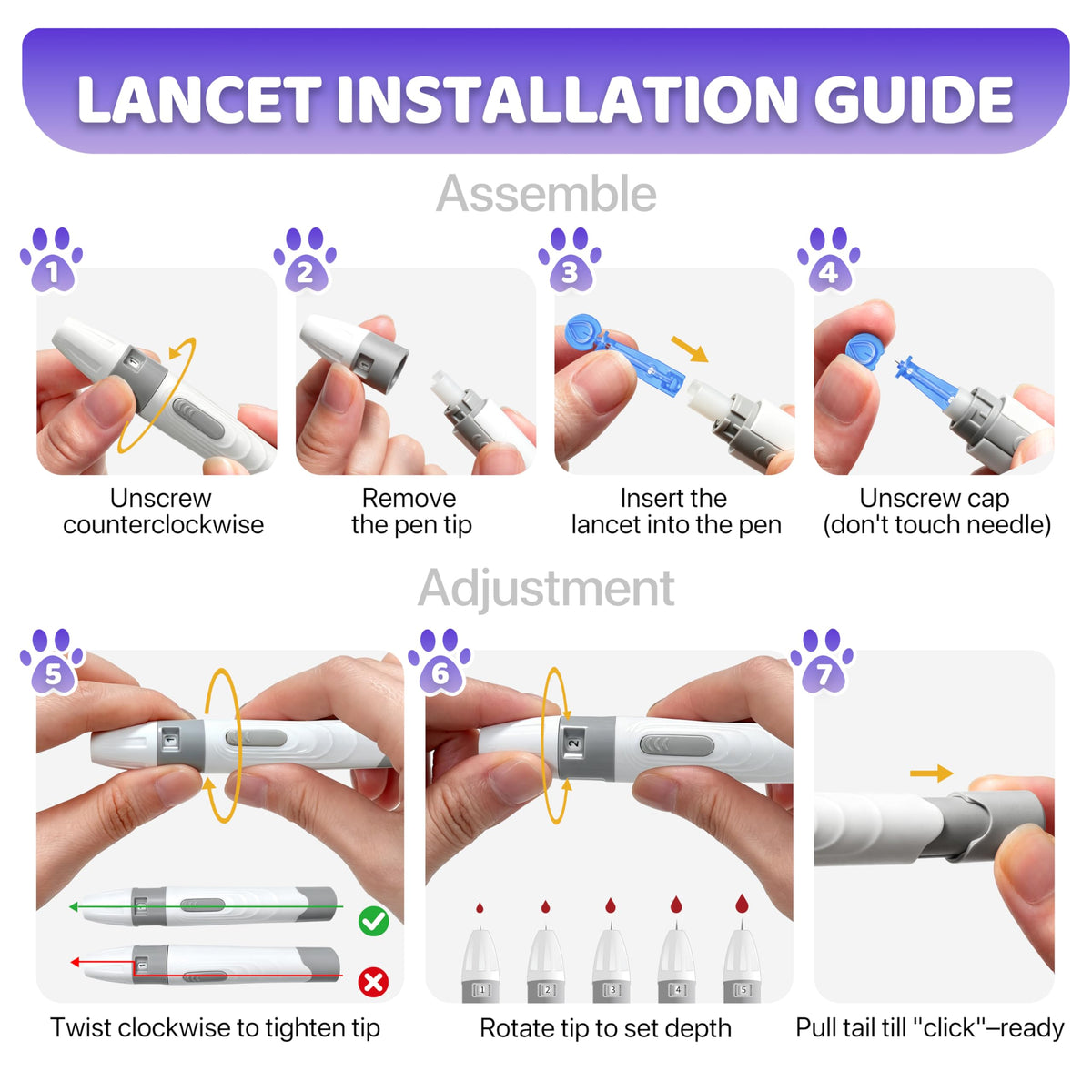 Pet Glucose Monitor Kit, 100 Strips+Lancets G947404