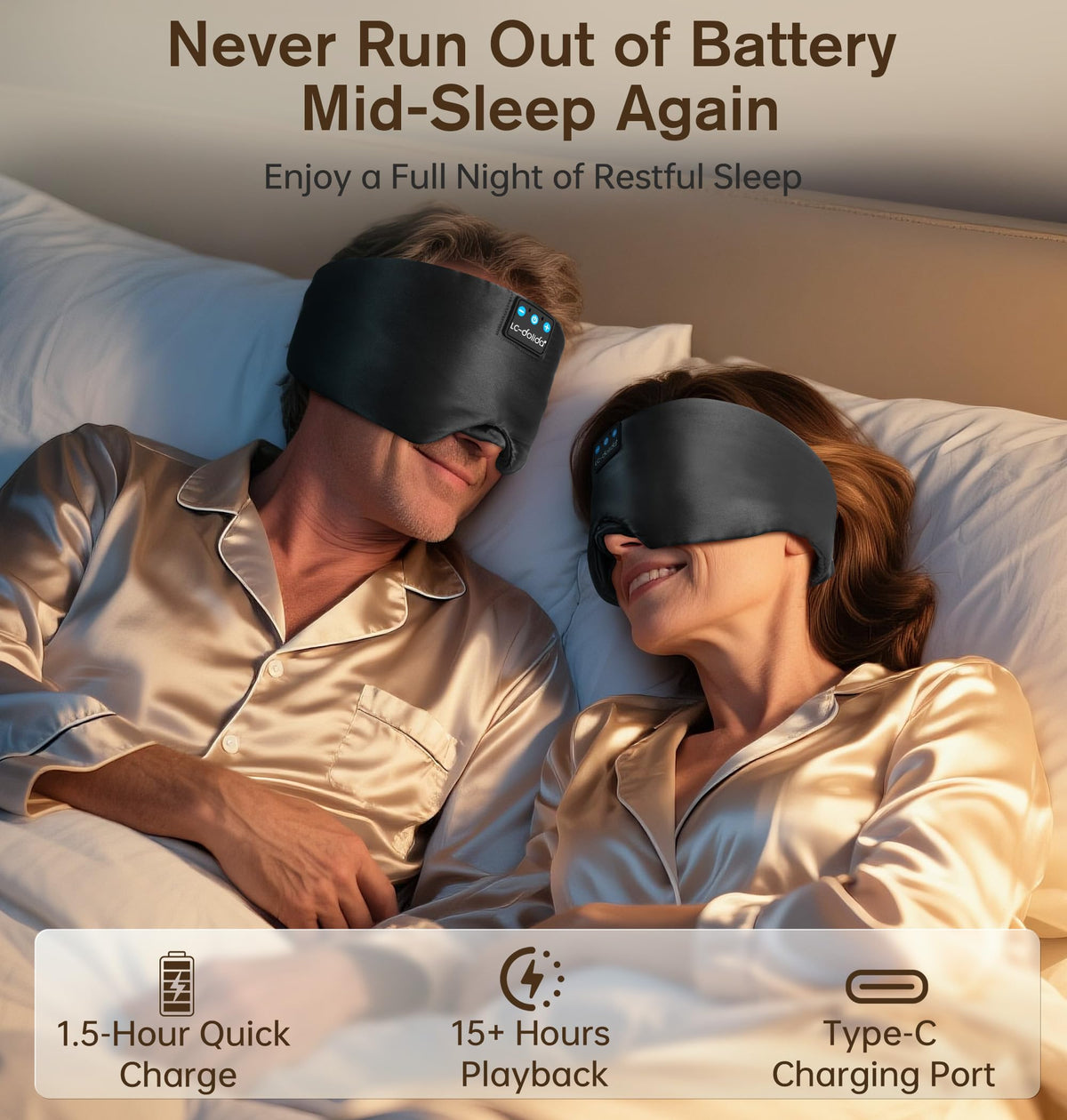 Silk Soft Sleep Mask with Bluetooth Black B776