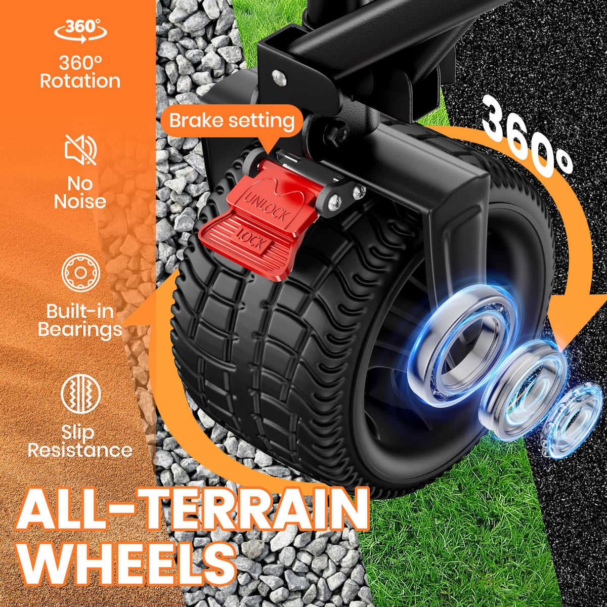 Foldable Collapsible Wagon with All-Terrain Wheels and Cup Holders, Black F159