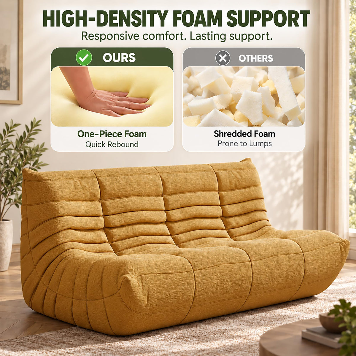 Yellow 3 Seater Bean Bag Sofa A486442