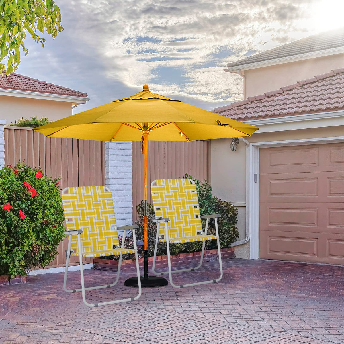 Folding Webbed Camping Chair Set of 2 Yellow M739031